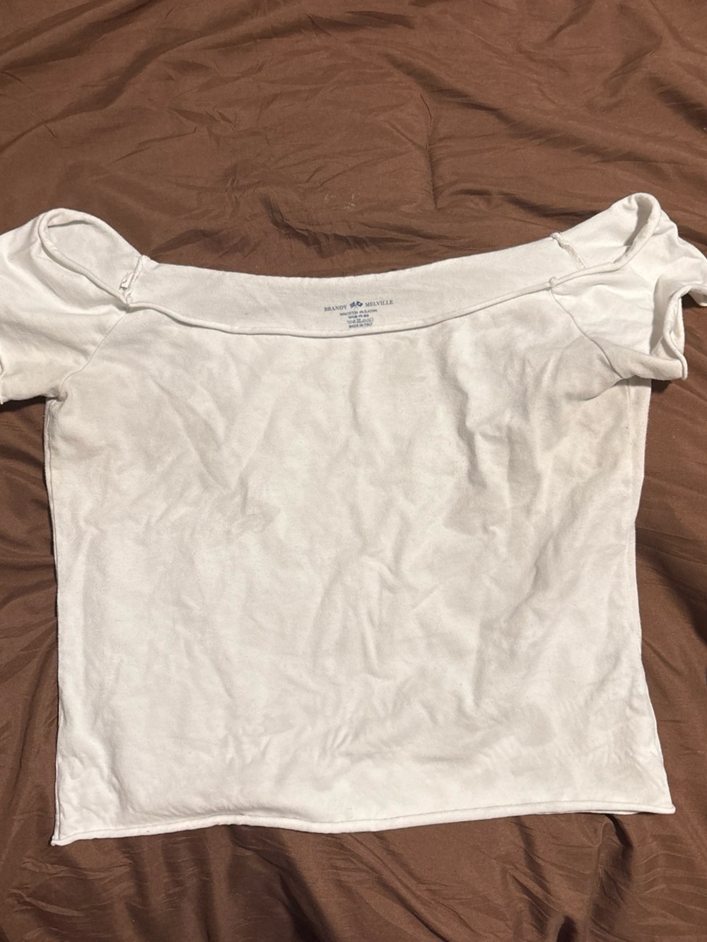 Brandy Melville White Off-Shoulder Crop Top